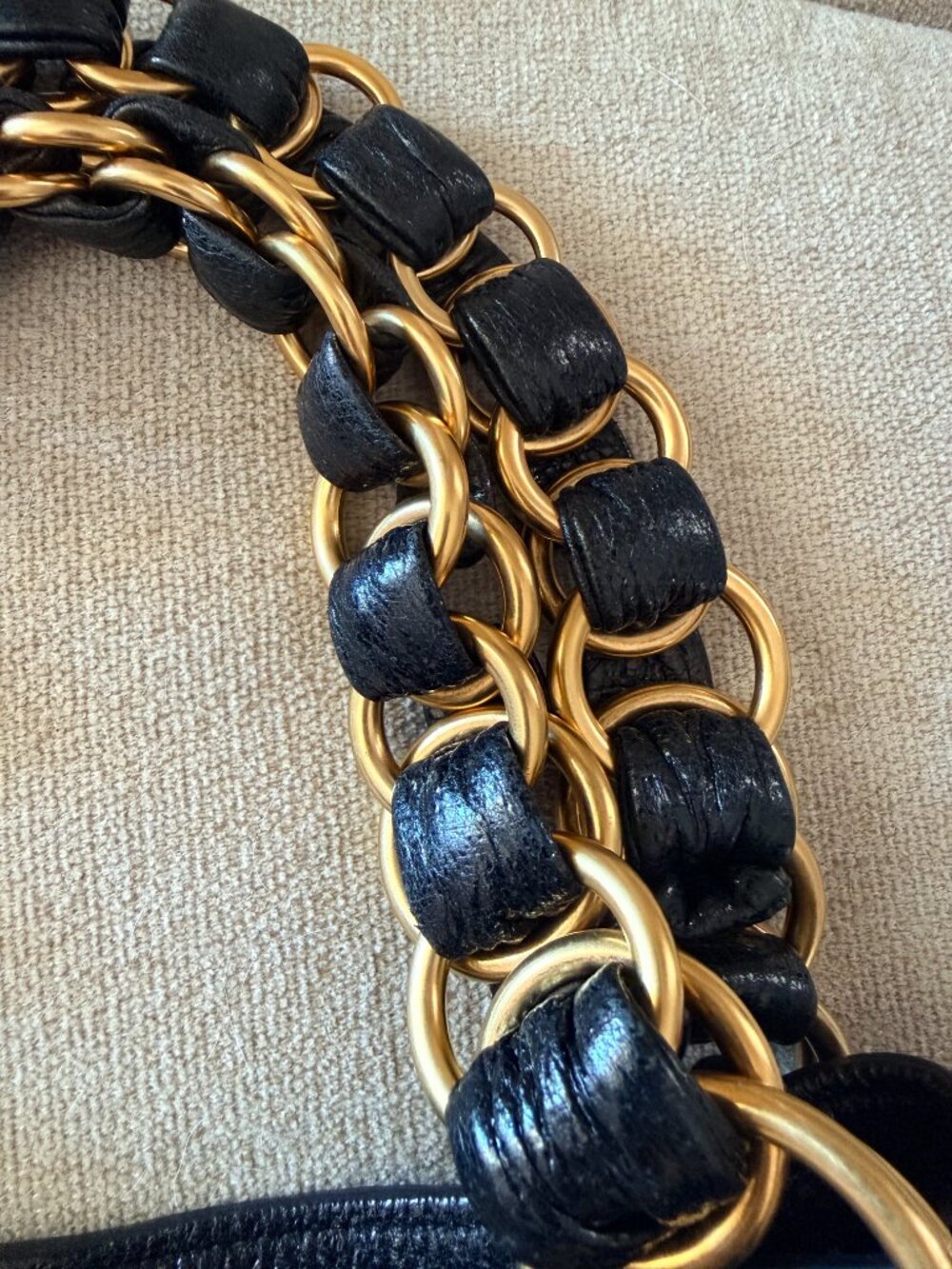 Prada Cervo Lux Leather Chain Tote - Black/gold - Picture 8 of 10